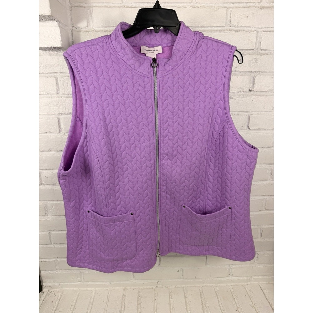 Allison Daley Woman 3X Lilac Cable Quilted Full Zip Vest Plus Size NWT